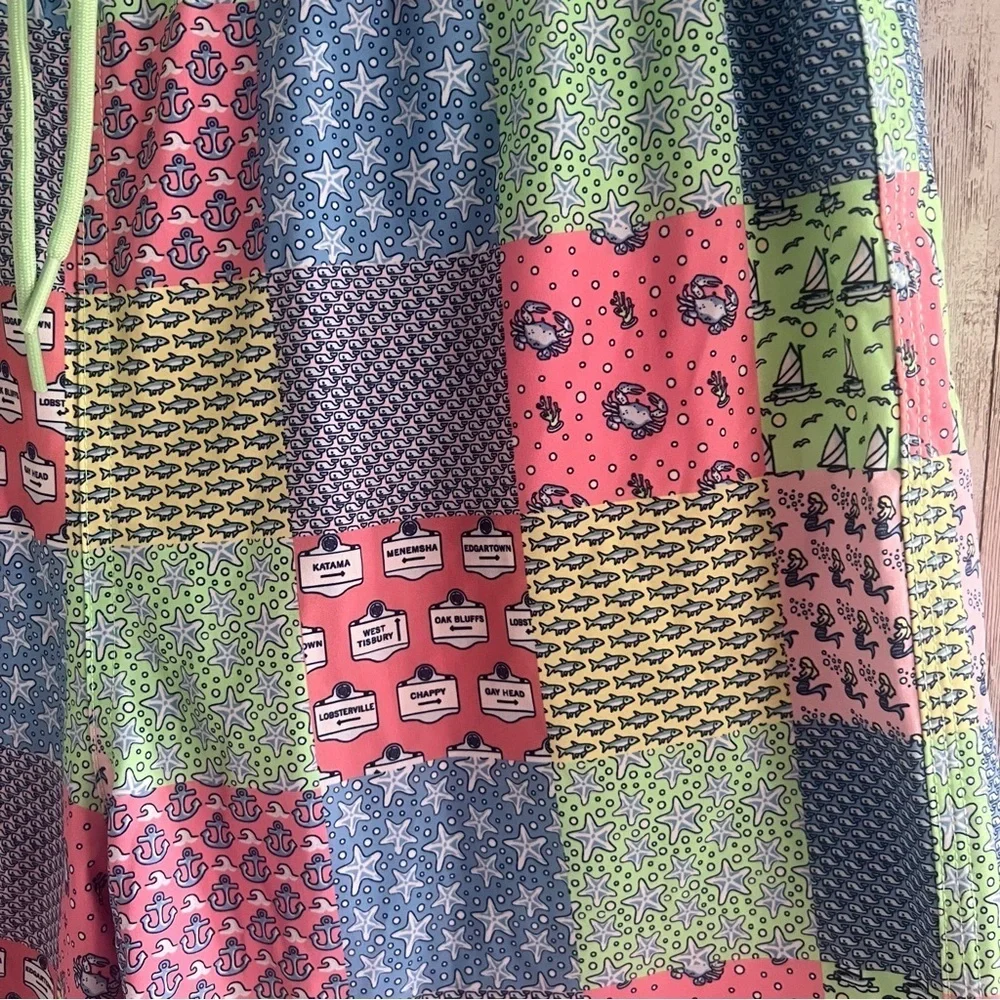 Vineyard Vines Multicolor Patchwork Swim Shorts Preppy Boys XL